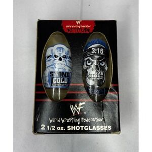 2 Stone Cold Steve Austin Shot Glasses WWF/WWE 1998 2.5 Oz - 1999